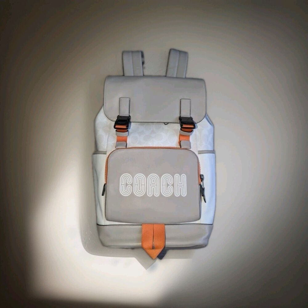 Track Backpack In Colorblock Signature Canvas With Coach Logo NWT